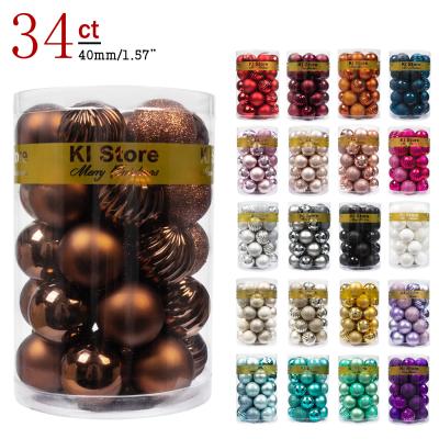 China Artificial Hanging Christmas Ball 40mm 60mm 80mm Brown Christmas Ornaments Christmas Stocking Christamas Plastic Hanging Ball for sale