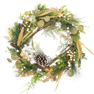 China Festival home decoration cheap clearance in the current wholesale frame style sling spring decoration fresh moss wire decorating garland ring for sale