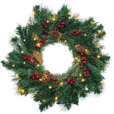 China Wholesale Christmas Gold Wreath Maple Leaf Cloth Flower Festival Decoration Wooden Garlands Door Hanger Home Bulk for sale