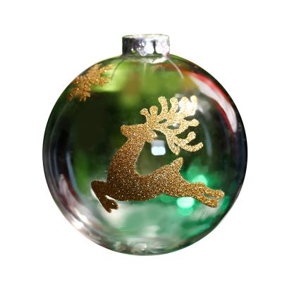 China Christamas Decoration Items Plastic Transparent Ball Hanging Glass Christmas Baubles Ornaments for sale