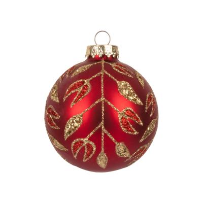 China Christamas Decoration Christmas Ornaments Festive Red Glass Baubles Hanging Transparent Hand Painted Christmas Ball for sale