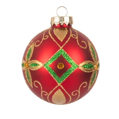 China Christamas Decoration Christmas Ornaments Festive Red Glass Baubles Hanging Transparent Hand Painted Christmas Ball for sale