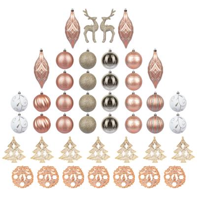 China Christamas Tree Decoration Christmas Tree Ornament Hanging Baubles 87pcs Assorted Unbreakable Plastic Pink Christmas Ball Set Wholesale for sale