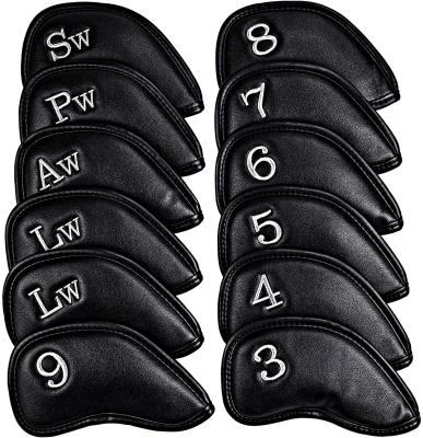 China SAPLIZE Premium Leather Golf Iron Head Covers Set Synthetic Leather Iron Headcover Golf Club Head Cover Wedge Protector for sale