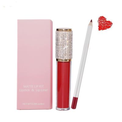 China Wholesale Waterproof Matte Lipstick Makeup Make Your Own Lip Liner And Lipstick Set for sale