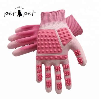 China Sustainable pet 2-in-1 hair removal grooming brush deshedding glove for sale