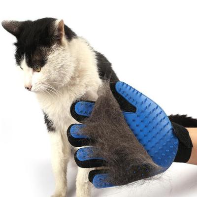 China Viable Blue Color Silicon Fur Comb Dog Bath Message Pet Grooming Gloves Deshedding Cat Brush Horse Hair Remover for sale