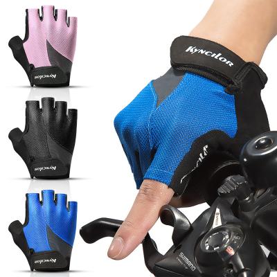 China Mesh Cloth Summer Men Women Half Finger Gloves Shock Absorption Non-slip Wet Outdoor Wet Half Finger Bicycle Riding Gloves for sale