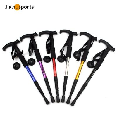 China Travel Easy to Carry Adjustable Aviation Aluminum Alloy Walking Increasing Trekking Pole for sale