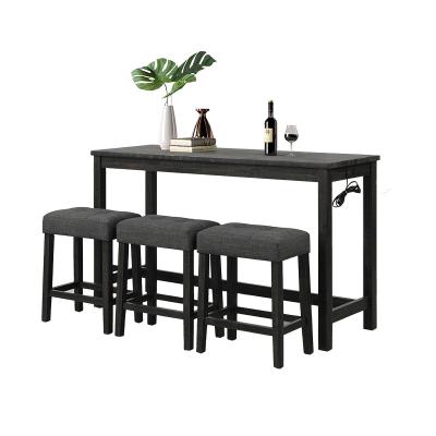 China 2021 Wholesale Best Selling Modern Dark Gray Cloth Dinner Table Wooden Chairs For Bars for sale