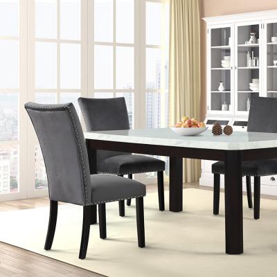 China 2021 Modern Hot Selling Favorable Price Home Gray Flannel Marble Wooden Dining Table for sale