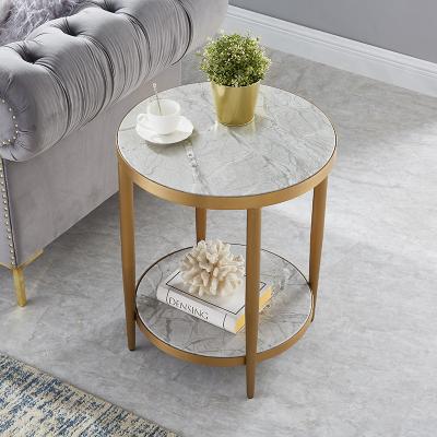 China With storage iron balcony metal gold round modern simple mini side coffee table for living room for sale