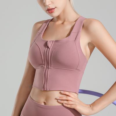 China Well-Look Breathable Fitness Yogawear Wik Dry Gym Running Top Ladies ZIPPER Yoga Sports Bra for sale