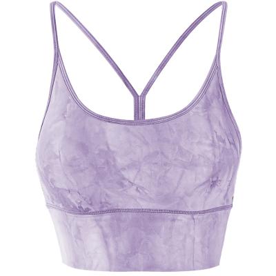 China Customed Logo Printed Women's Yoga Sports Bra Wholesale Wik Breathable Dry Running Link Dye Top Hot Hot Bra for sale