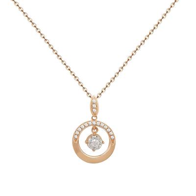 China TRENDY Round Shaped Real Diamond Pendant Solid 18K Real Rose Gold Natural Diamond Women AU750 Necklace Jewelry for sale