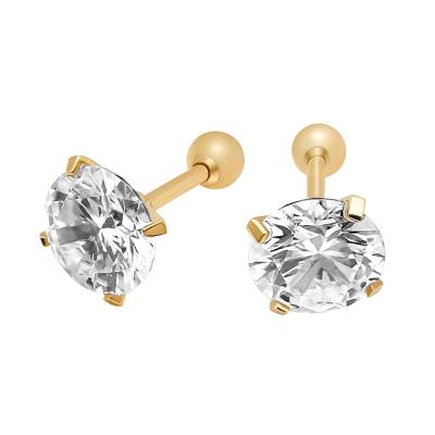 China Newest Design Trendy Wholesale Fashion Small Screw Earring 14K True Gold With Moissanite Earring Designs For Girls for sale