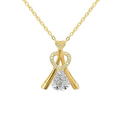 China New Design TRENDY 18k Real Gold Natural Diamond Tower Shaped Pendant Necklace Drop Shipping Solid 18K Gold Necklaces for sale