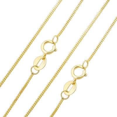 China wholesale real gold 9K yellow/white gold Au375 9K solid gold necklace chain simple curb chain necklace for sale