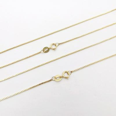 China Fashionable 9K 14K Solid Gold 14K Yellow Gold Box Chain Necklaces Cheap Thin 14K Yellow Gold Box Chain Necklaces Women Jewelry for sale