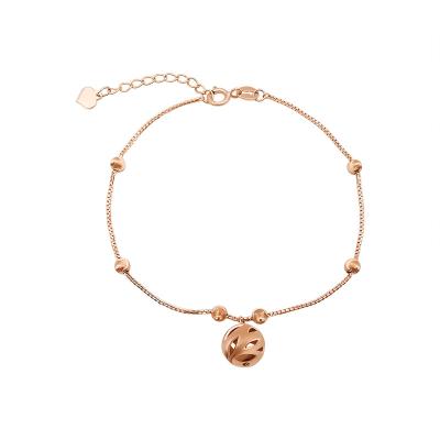 China Chinese Factory Ball Shape 1000s Jewelry 18K Real Rose Gold Bracelet Wholesale Women Solid Gold Charm TRENDY Bangle for sale