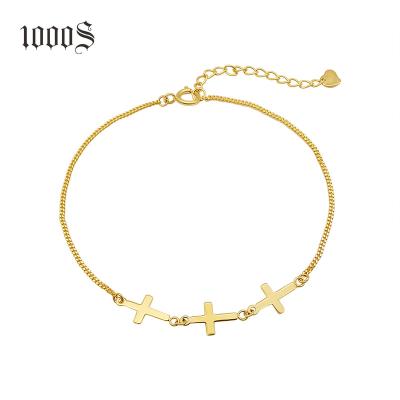 China New genuine fashion design 18K yellow gold cross bracelet drop shipping real gold cross bracelet cheap prices for sale