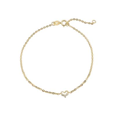 China Real 18K Gold FASHIONABLE Heart Bracelet Heart Chain Natural Diamond Yellow Gold Jewelry Wholesale Women Charm Bracelet for sale