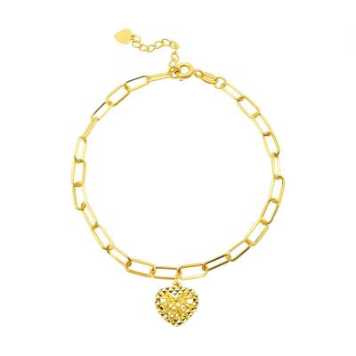 China TROPICAL Real Gold Chain Bracelet 18K Gold Bracelet 18K Gold Jewelry Women Fashion Paper Clip Heart Chain Bracelet for sale