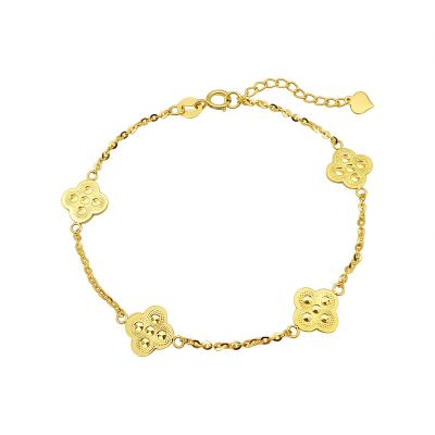 China Wholesale Real 18K Gold Women Bangle Four Leaf Shape Design Yellow Gold Bracelet TRENDY Chain Jewelry Charm Bracelet for sale