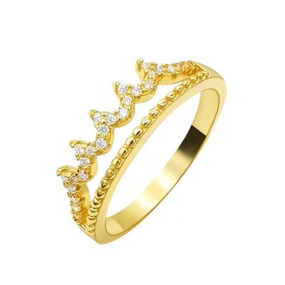 China FASHIONABLE Gold Ring For Women Engagement Gift 14K Real Gold Jewelry Princess Crown Gold Thin Ring for sale