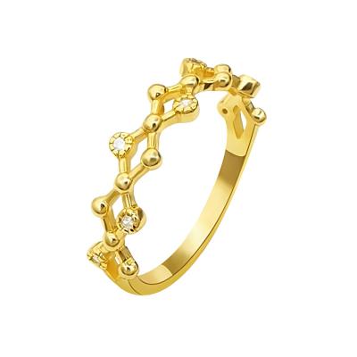 China Real 14k Gold Cubic Zircon Stone 14K Wedding Engagement Gold Ring Women Jewelry Wholesale TRENDY Ball Shape for sale