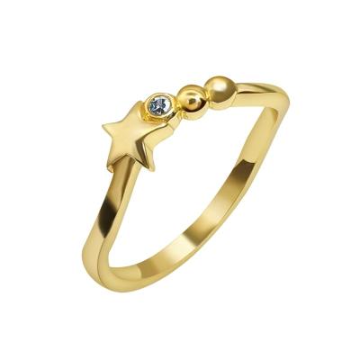 China Wholesale 14k Gold Rings Jewelry Real 14K Yellow Gold Ring With Zircon Stone Fashionable Women Real Finger Jewelry for sale