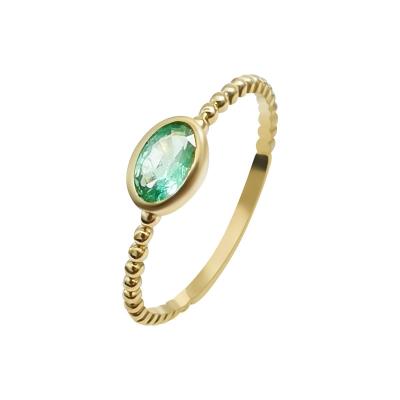 China Trendy Natural Real Emerald Stone 9K Gold Women's Rings Jewelry Wholesale 9K Yellow Gold Rings for sale