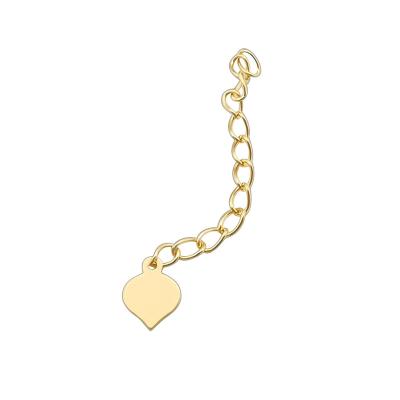 China 14K 18K Real Solid Gold 18K Yellow Gold AU 750 Solid Gold Supplement Accessory Chain With Small Heart Tag for sale