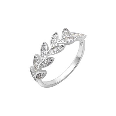 China Lead and Nickel Free Newcomer 925 Sterling Silver Rings Cool Fashion Gold Plated Rings Leaves CZ Rings for sale