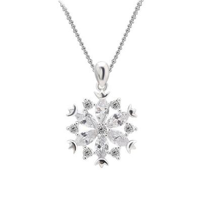 China Beauty Fashion Trendy Jewelry Making Pendant Marquis And Round Zircon Diamond Necklace Snowflake Design Shape Necklace for sale