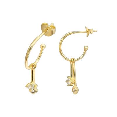 China Lead And Nickel Free Circle Earrings Trendy Women Drop Earrings Fashionable Women's Custom Logo 2 Pcs Hook Gold Plated 925 Sterling Silver Inlaid Cubic Zirconia for sale