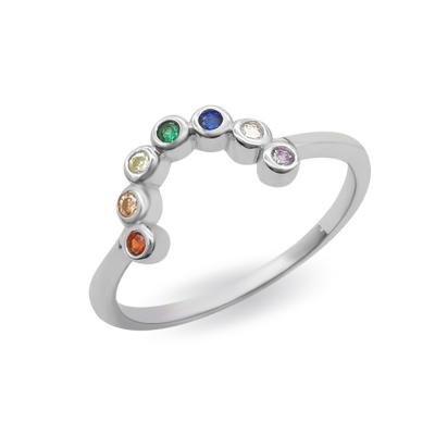 China Free Finger Ring Unicorn Tiny Silver Ring, Korean Women's Engagement Advance and Nickel Zircon Sterling Silver Fashion Rainbow Design Zircon 925 for sale