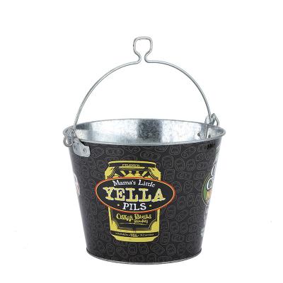 China New Sustainable Antique Party Beverage Tin Metal Ice Bucket Tub With Handle for sale