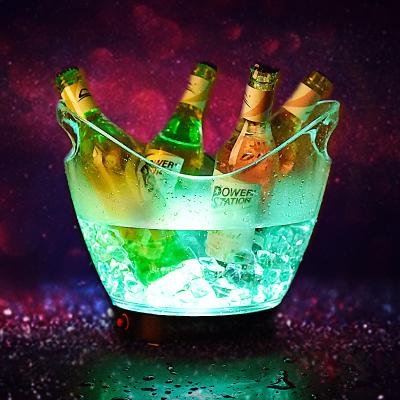 China Sustainable Classic 2L/4L/8L/12L Plastic Colorful LED Ice Bucket With Handle for sale