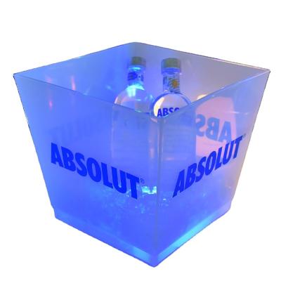 China Absolut Sustainable Large Capacity Square 10L LED Rechargeable Ice Bucket For Party for sale