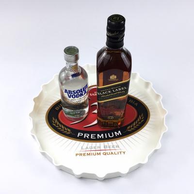 China Fashionable Non slip metal round bar wine tin tray with customized logo for sale