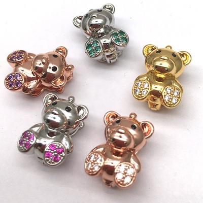 China brass & Brass CZ Zircon Stone Jewelry Findings CZ Zircon Bear Fish Star Custom Logo Beads Charm Accessories For DIY Women's Gift Bracelet Bead Charm for sale