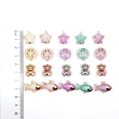 China Cute Shiny Brass Beads Inlaid CZ Zirconia Stone Jewelry Accessories Star Bear Fish Metal Jewelry Accessories for sale