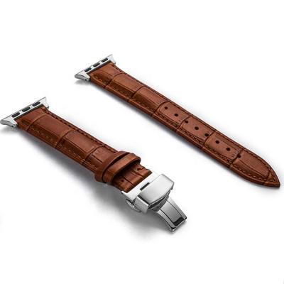 China Factory Wholesale Comfortable Men and Women Wrist Crocodile Texture Genuine Cowhide Leather Apple Watch Band for sale