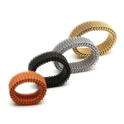 China CLASSIC Odian jewelry stainless steel ring women spring mesh ring for men add charms free inlaid stainless steel wood interior for sale