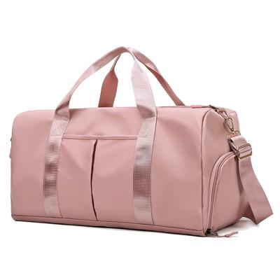 China Wholesale Custom Logo Durable Duffel Bag Waterproof Ladies Yoga Gym Bag Pink With Shoe Compartment for sale