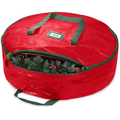 China Large Durable Tarpaulin Christmas Wreath Container Material Christmas Wreath Storage Bag for sale