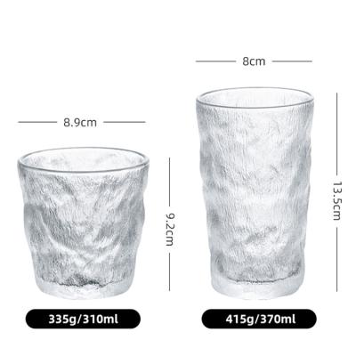 China 10oz Glass Tumbler Ice Shaped Modern Recycled Whiskey Beer Glass Drinking Glass Tumbler Set for sale