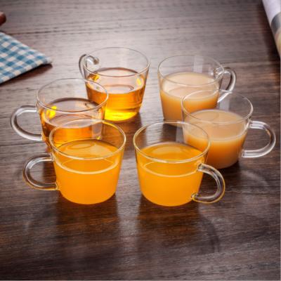 China Sustainable Ins Style Breakfast Milk Coffee Glass Cup Water Drinking Juice Glass With Handle for sale