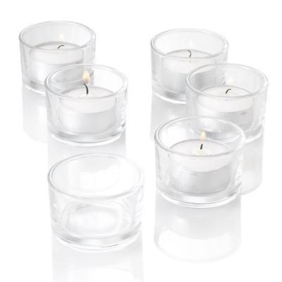 China Daily Life Home Round Custom Round Tealight Jar Candle Glass Holder With Gift Box for sale